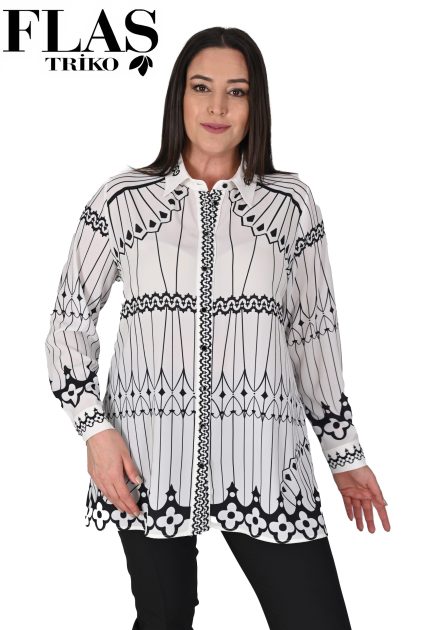 Flaş Triko Taşlı Krep Gömlek