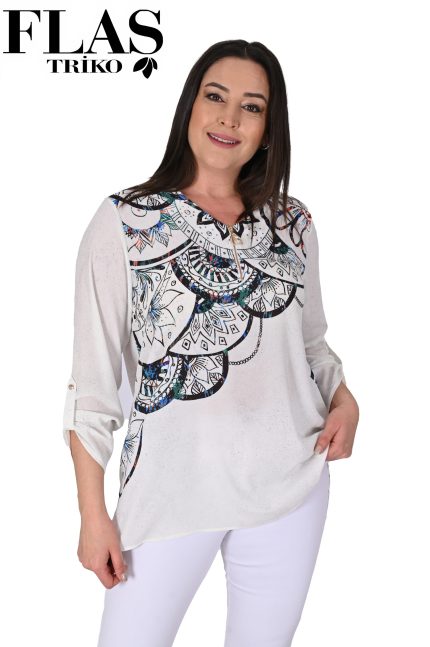 Flaş Triko Taş Detaylı Krep Bluz