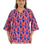 Flaş Triko Yakası Fermuarlı Krep Bluz