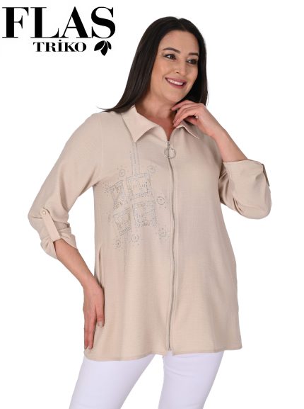 Flaş Triko Taşlı Keten Kap